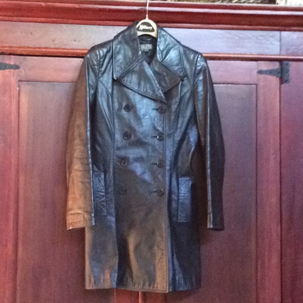 Vintage JIGSAW (England) Stylish Leather Trench High-End